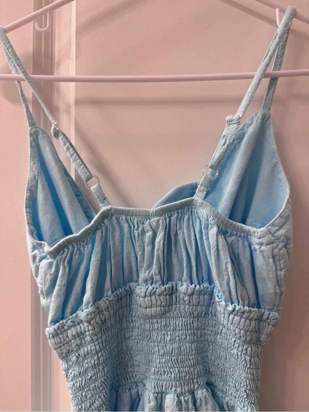 Blanco By Nature Light Blue Ruffle Tie-Front Sundress - Picture 3 of 4